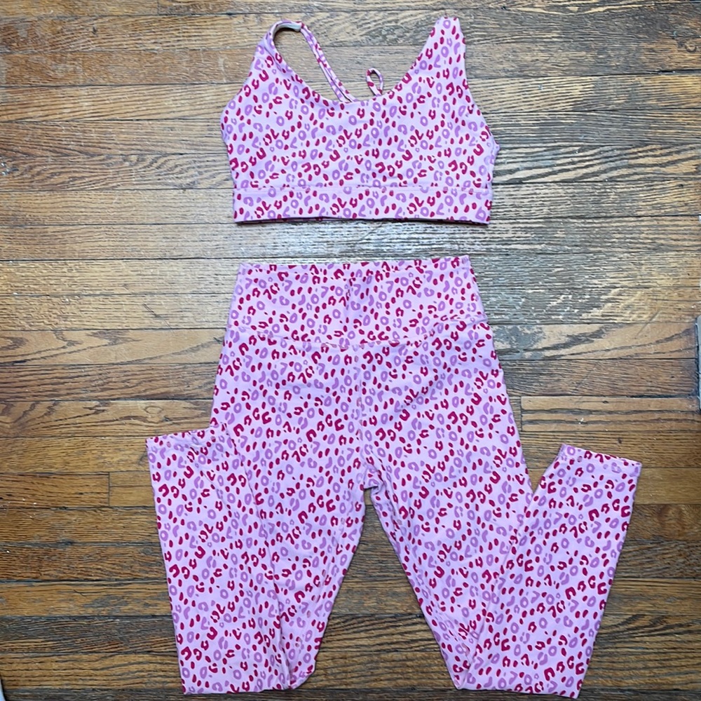 Muscle Nation Pink Leopard Legging and sports bra